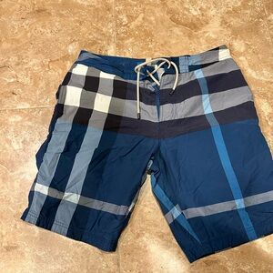 Men's Blue Plaid Swim Trunks